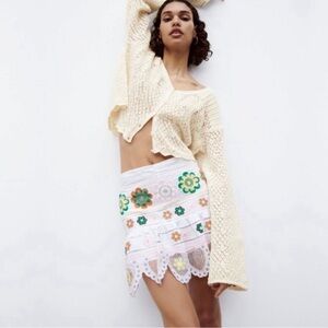 Zara Embroidered Mini Skort S